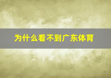 为什么看不到广东体育