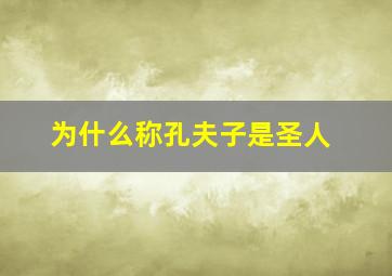 为什么称孔夫子是圣人