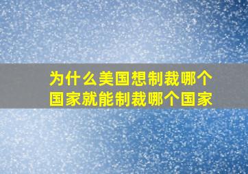 为什么美国想制裁哪个国家就能制裁哪个国家