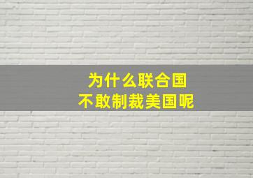 为什么联合国不敢制裁美国呢