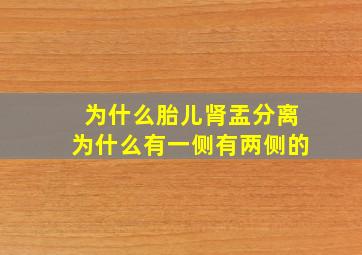 为什么胎儿肾盂分离为什么有一侧有两侧的