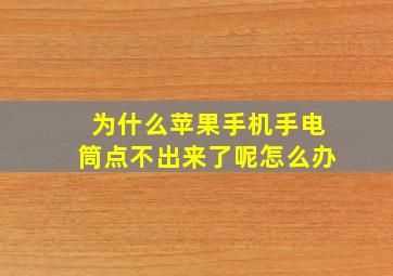 为什么苹果手机手电筒点不出来了呢怎么办