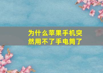 为什么苹果手机突然用不了手电筒了