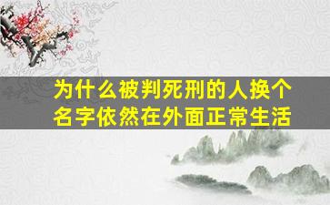 为什么被判死刑的人换个名字依然在外面正常生活