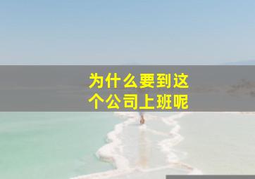 为什么要到这个公司上班呢