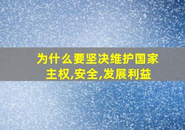 为什么要坚决维护国家主权,安全,发展利益