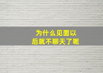 为什么见面以后就不聊天了呢