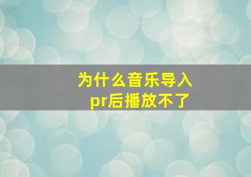 为什么音乐导入pr后播放不了