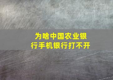 为啥中国农业银行手机银行打不开