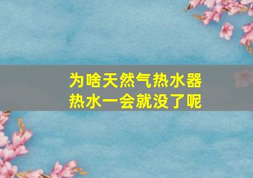 为啥天然气热水器热水一会就没了呢