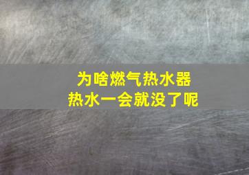 为啥燃气热水器热水一会就没了呢