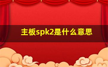 主板spk2是什么意思