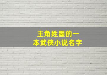 主角姓墨的一本武侠小说名字