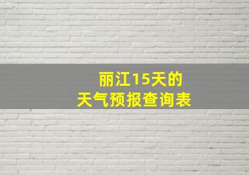 丽江15天的天气预报查询表