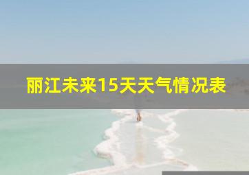 丽江未来15天天气情况表