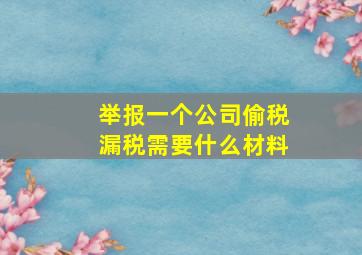 举报一个公司偷税漏税需要什么材料