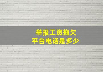 举报工资拖欠平台电话是多少