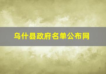 乌什县政府名单公布网