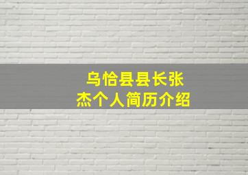 乌恰县县长张杰个人简历介绍