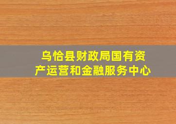 乌恰县财政局国有资产运营和金融服务中心