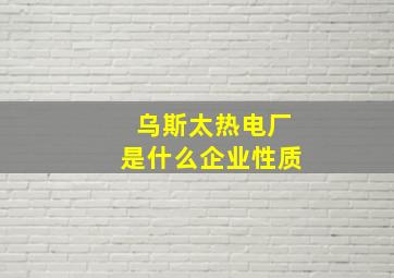 乌斯太热电厂是什么企业性质