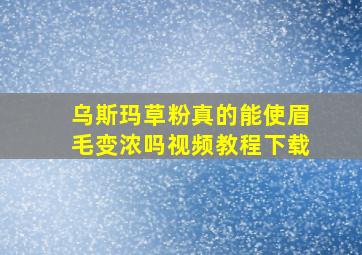 乌斯玛草粉真的能使眉毛变浓吗视频教程下载