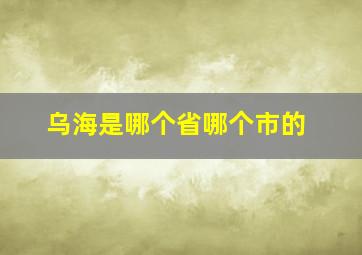 乌海是哪个省哪个市的