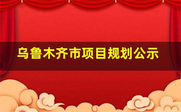 乌鲁木齐市项目规划公示