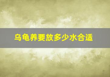 乌龟养要放多少水合适