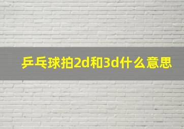 乒乓球拍2d和3d什么意思