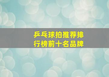 乒乓球拍推荐排行榜前十名品牌