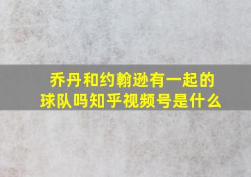 乔丹和约翰逊有一起的球队吗知乎视频号是什么