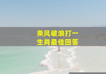 乘风破浪打一生肖最佳回答