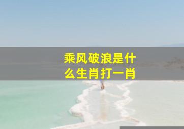 乘风破浪是什么生肖打一肖