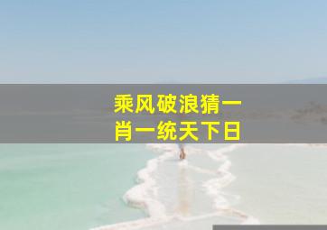 乘风破浪猜一肖一统天下日