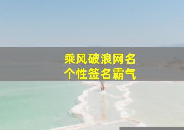 乘风破浪网名个性签名霸气