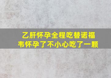 乙肝怀孕全程吃替诺福韦怀孕了不小心吃了一颗