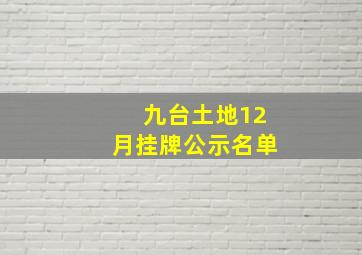 九台土地12月挂牌公示名单