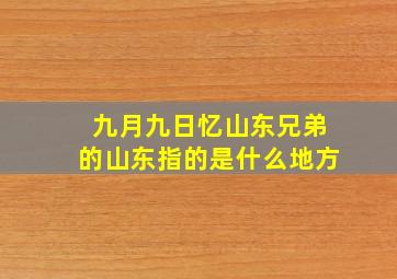 九月九日忆山东兄弟的山东指的是什么地方