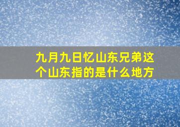 九月九日忆山东兄弟这个山东指的是什么地方