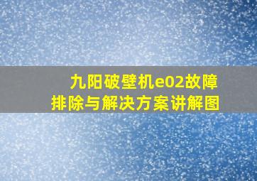 九阳破壁机e02故障排除与解决方案讲解图