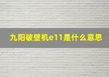 九阳破壁机e11是什么意思