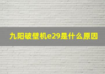 九阳破壁机e29是什么原因