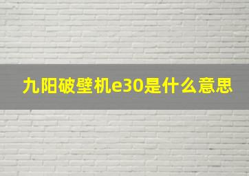 九阳破壁机e30是什么意思