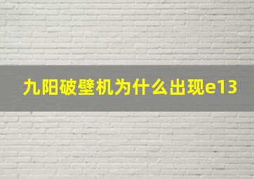 九阳破壁机为什么出现e13