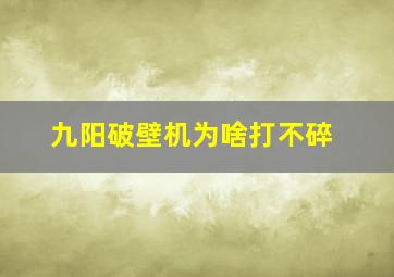 九阳破壁机为啥打不碎