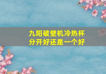 九阳破壁机冷热杯分开好还是一个好