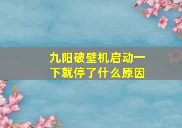 九阳破壁机启动一下就停了什么原因