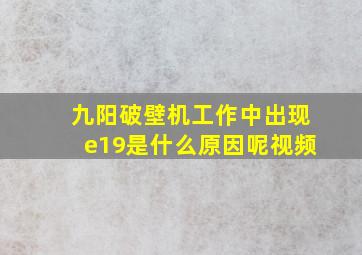 九阳破壁机工作中出现e19是什么原因呢视频