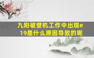 九阳破壁机工作中出现e19是什么原因导致的呢